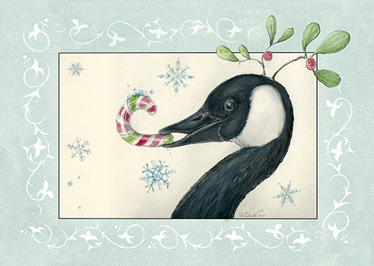 Holiday Goose?!! Pack of 10 Folded Cards (white envelopes) (US & CA) - Original Watercolour Art by Canadian Artist Pamela Paulenko, painting Ontario wildlife