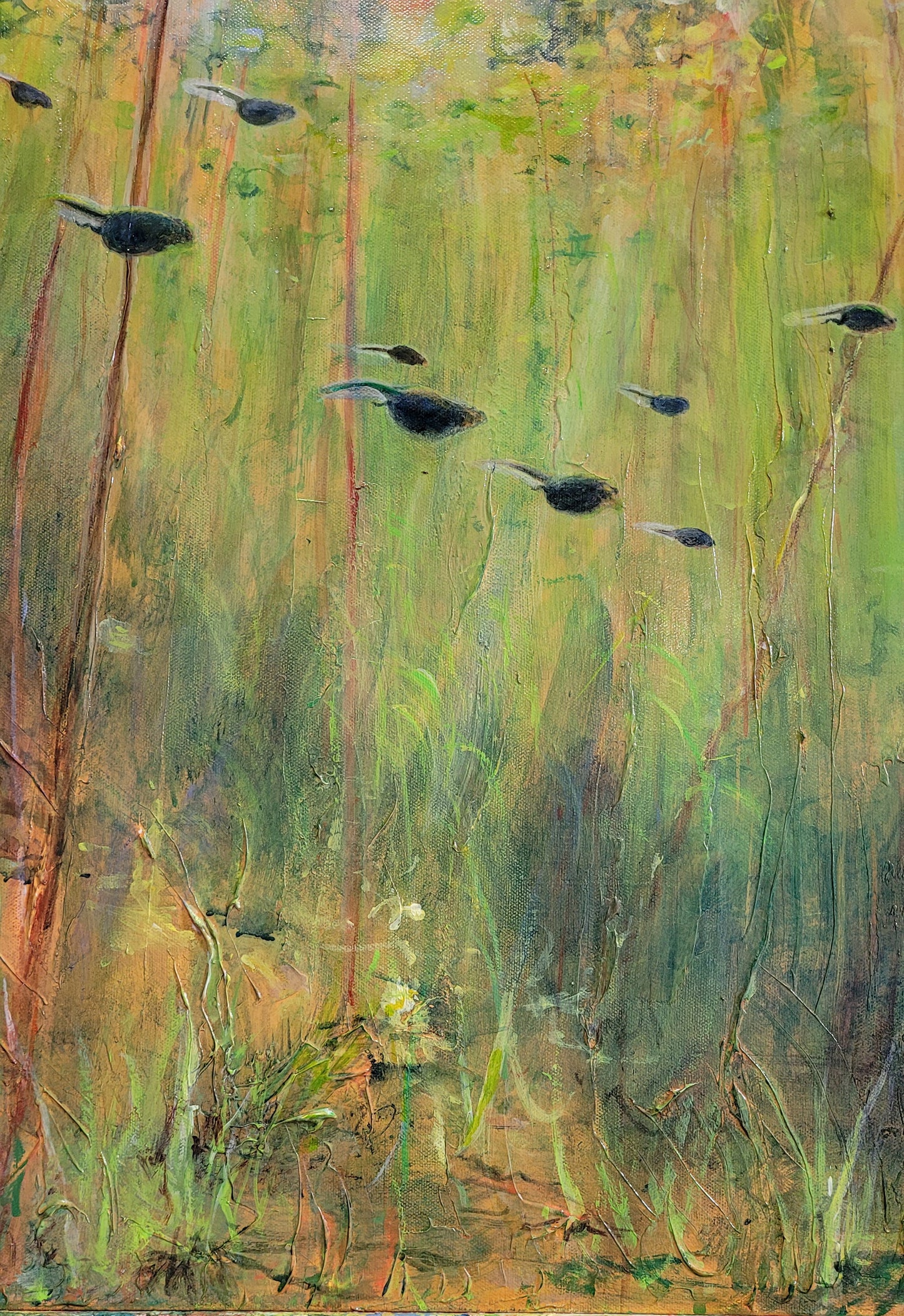 Wetland Musical Original acrylic painting on canvas - Original Watercolour Art by Canadian Artist Pamela Paulenko, painting Ontario wildlife