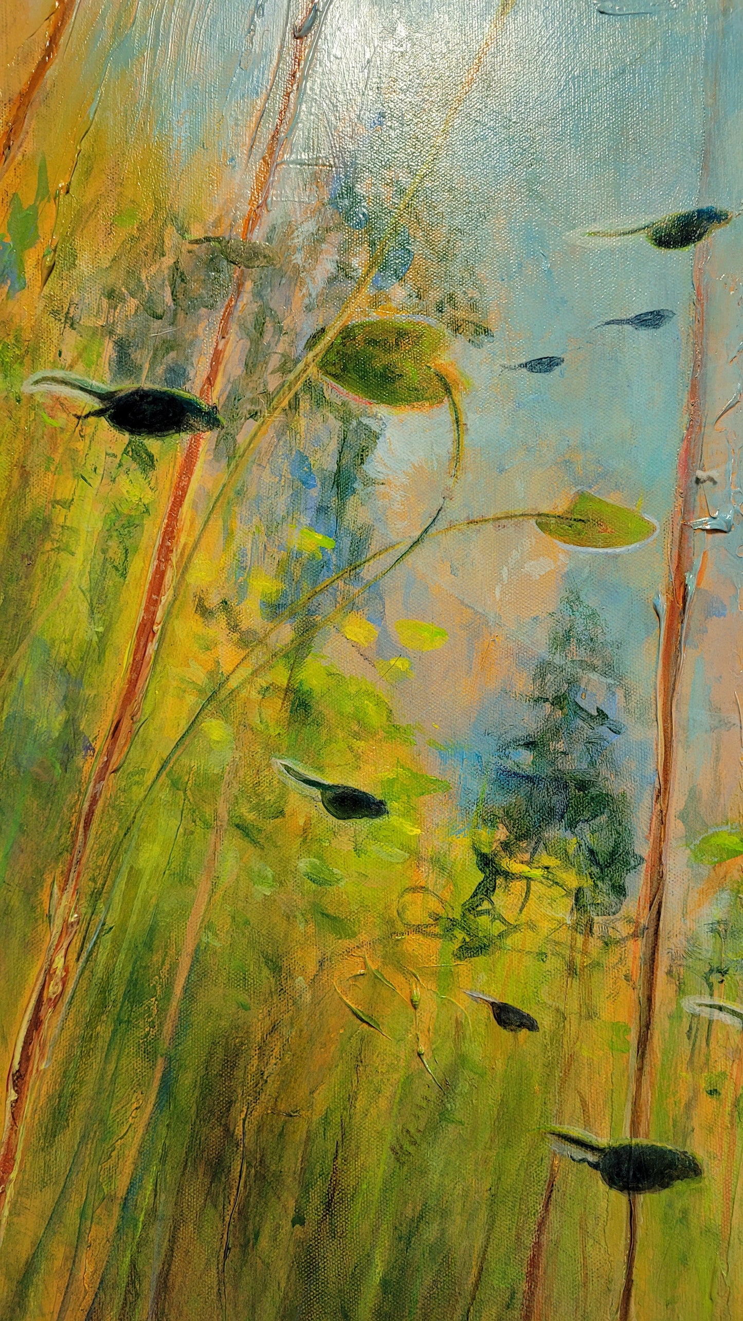 Wetland Musical Original acrylic painting on canvas - Original Watercolour Art by Canadian Artist Pamela Paulenko, painting Ontario wildlife