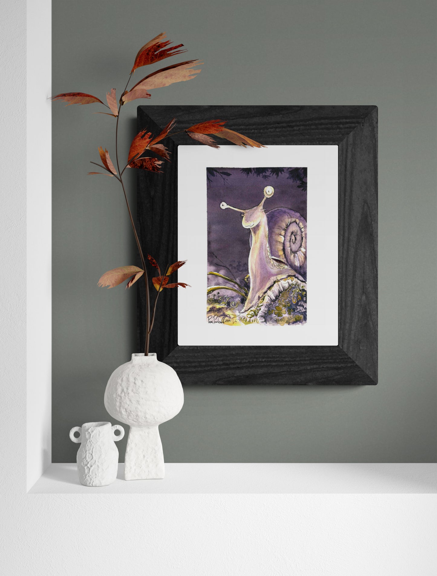 Proud Snail Classic Matte Paper Poster - Original Watercolour Art by Canadian Artist Pamela Paulenko, painting Ontario wildlife