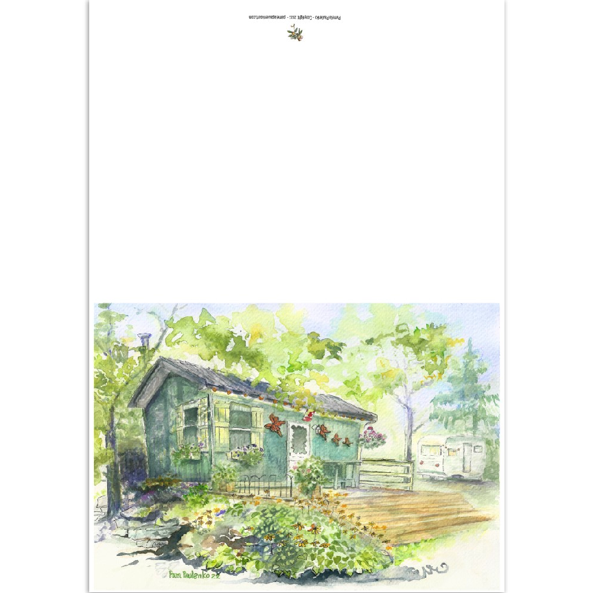 Cabin On A Creek Cards - Original Watercolour Art by Canadian Artist Pamela Paulenko, painting Ontario wildlife
