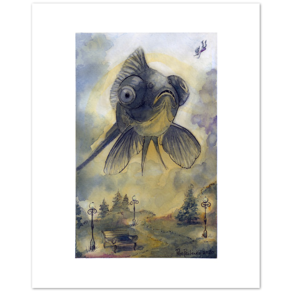 Classic Matte Paper Poster Blackmore Fish - Original Watercolour Art by Canadian Artist Pamela Paulenko, painting Ontario wildlife