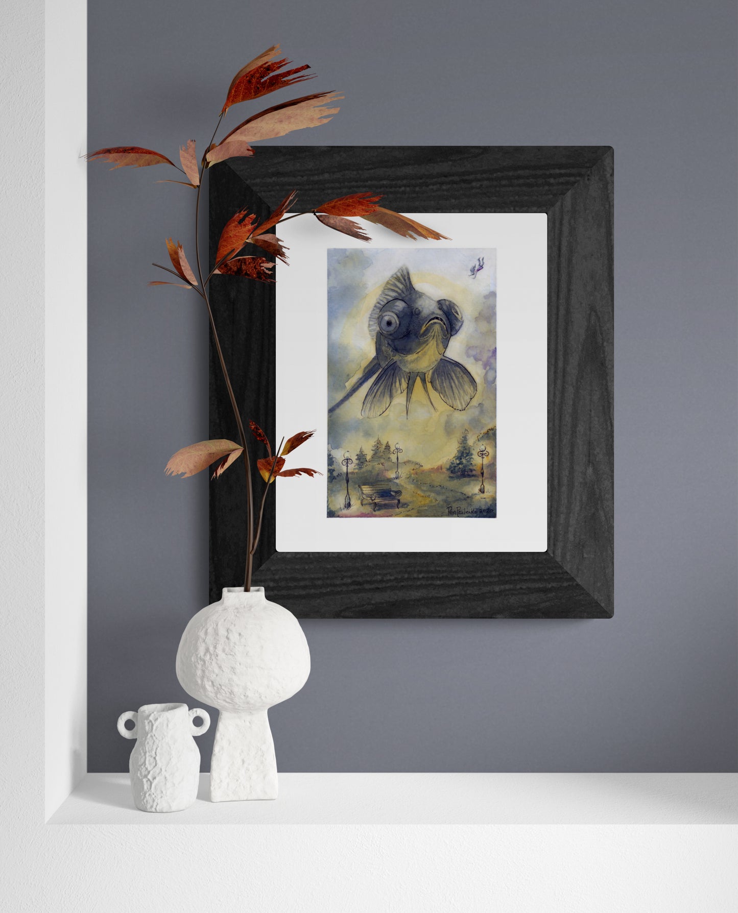 Classic Matte Paper Poster Blackmore Fish - Original Watercolour Art by Canadian Artist Pamela Paulenko, painting Ontario wildlife