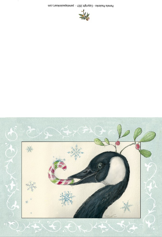 Holiday Goose?!! Pack of 10 Folded Cards (white envelopes) (US & CA) - Original Watercolour Art by Canadian Artist Pamela Paulenko, painting Ontario wildlife