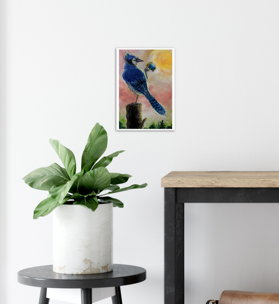 Beautiful Day Blue Jay Print - Original Watercolour Art by Canadian Artist Pamela Paulenko, painting Ontario wildlife