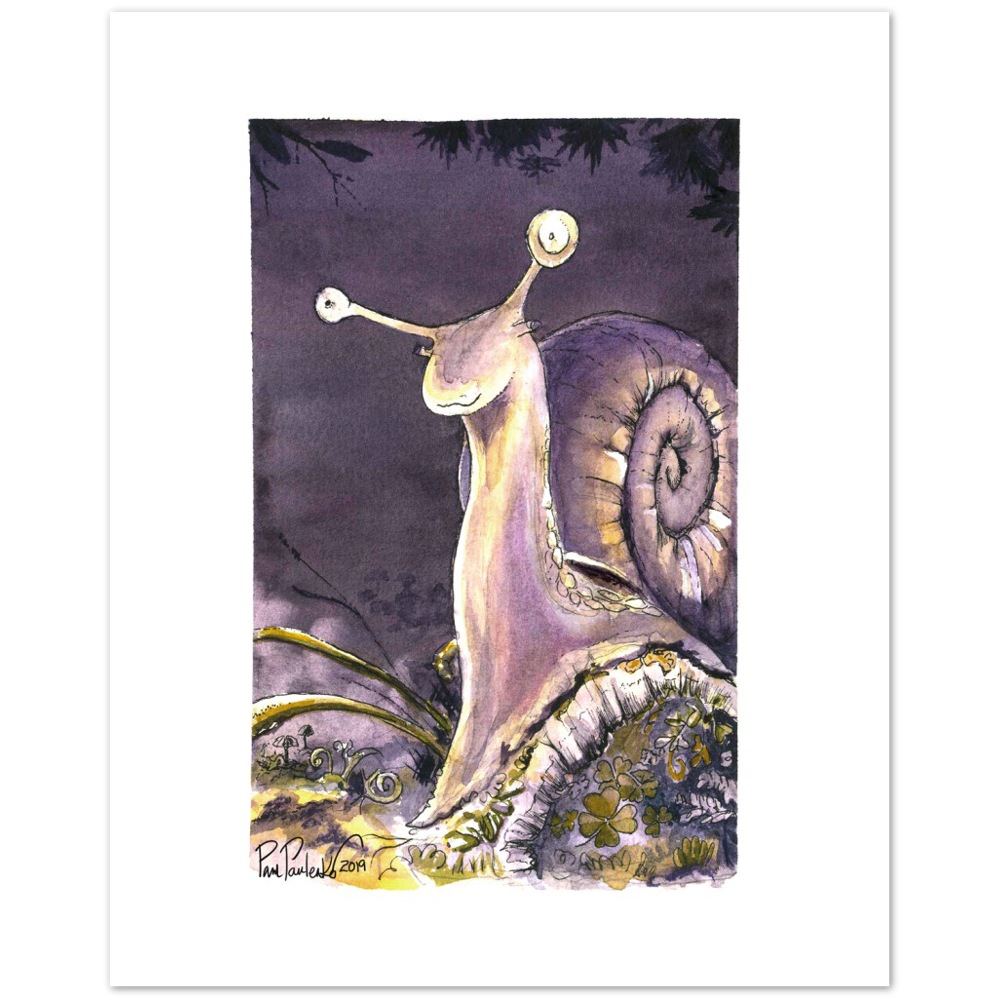 Proud Snail Classic Matte Paper Poster - Original Watercolour Art by Canadian Artist Pamela Paulenko, painting Ontario wildlife