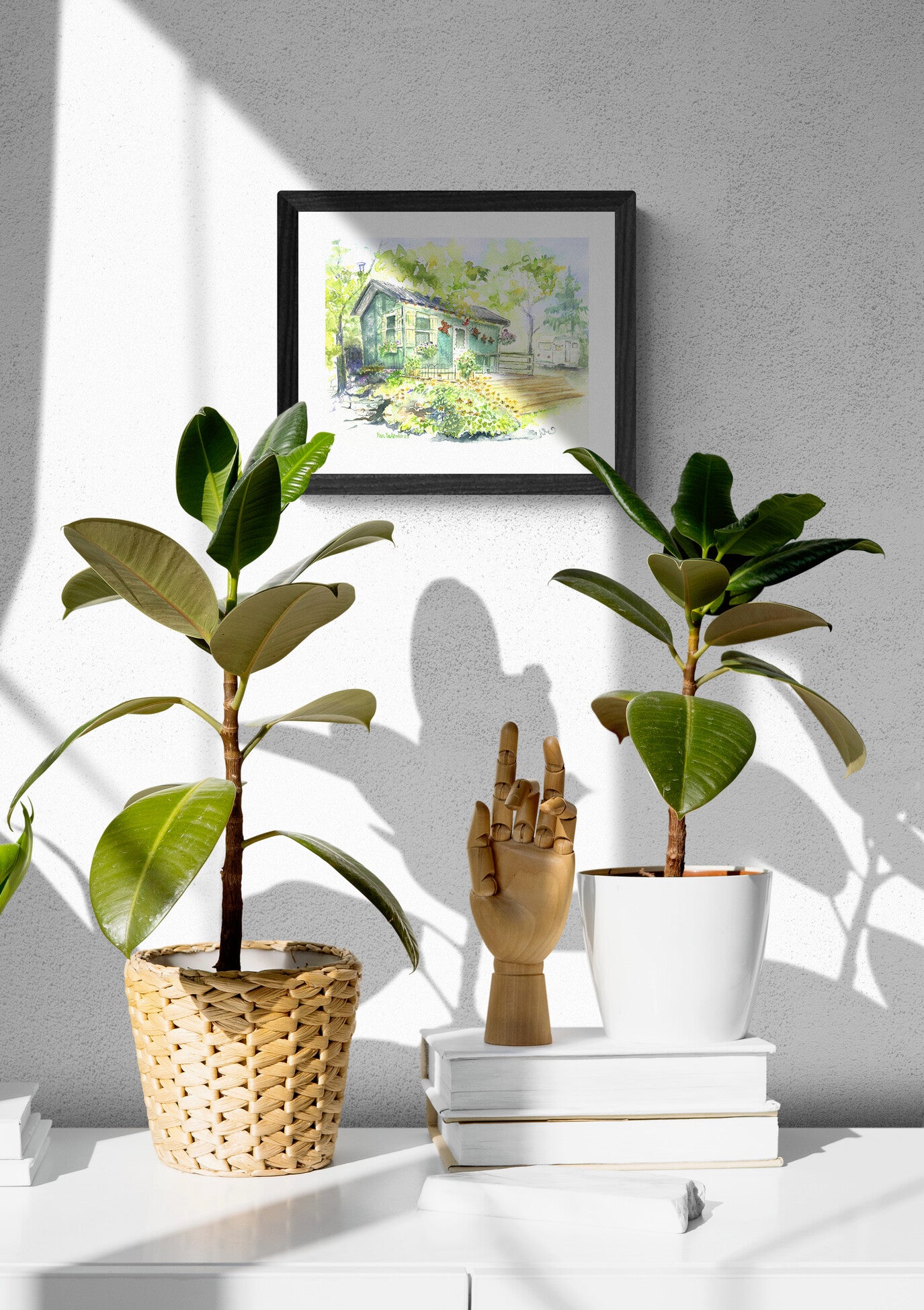 Rustic Cabin On A Creek Museum-Quality Matte Paper Poster - Original Watercolour Art by Canadian Artist Pamela Paulenko, painting Ontario wildlife