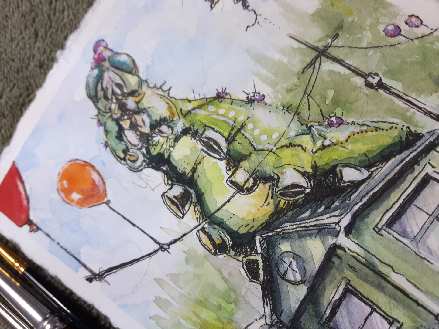 It's My Party Caterpillar Birthday Card Singles - Original Watercolour Art by Canadian Artist Pamela Paulenko, painting Ontario wildlife