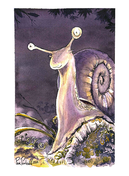 Proud Snail Cards - Original Watercolour Art by Canadian Artist Pamela Paulenko, painting Ontario wildlife