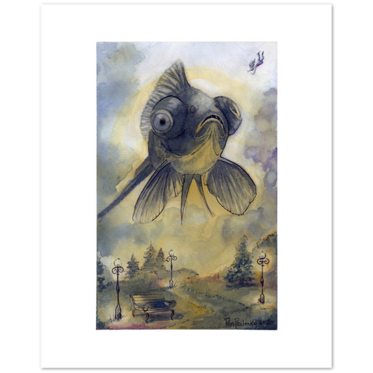 Classic Matte Paper Poster Blackmore Fish - Original Watercolour Art by Canadian Artist Pamela Paulenko, painting Ontario wildlife