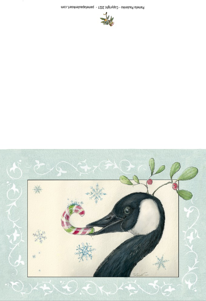 Holiday Goose?!!  Pack of 10 Folded Cards (white envelopes) (US & CA) - Original Watercolour Art by Canadian Artist Pamela Paulenko, painting Ontario wildlife