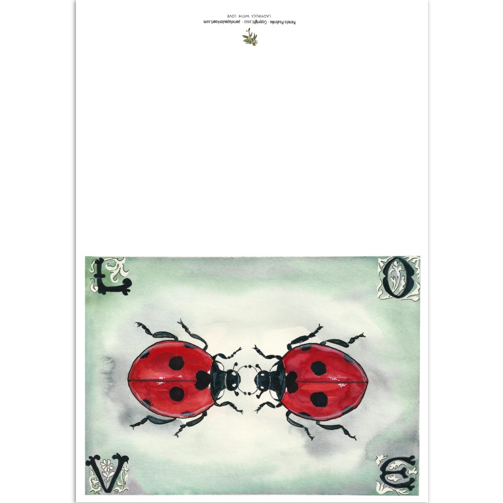 Ladybugs With Love  Cards - Original Watercolour Art by Canadian Artist Pamela Paulenko, painting Ontario wildlife