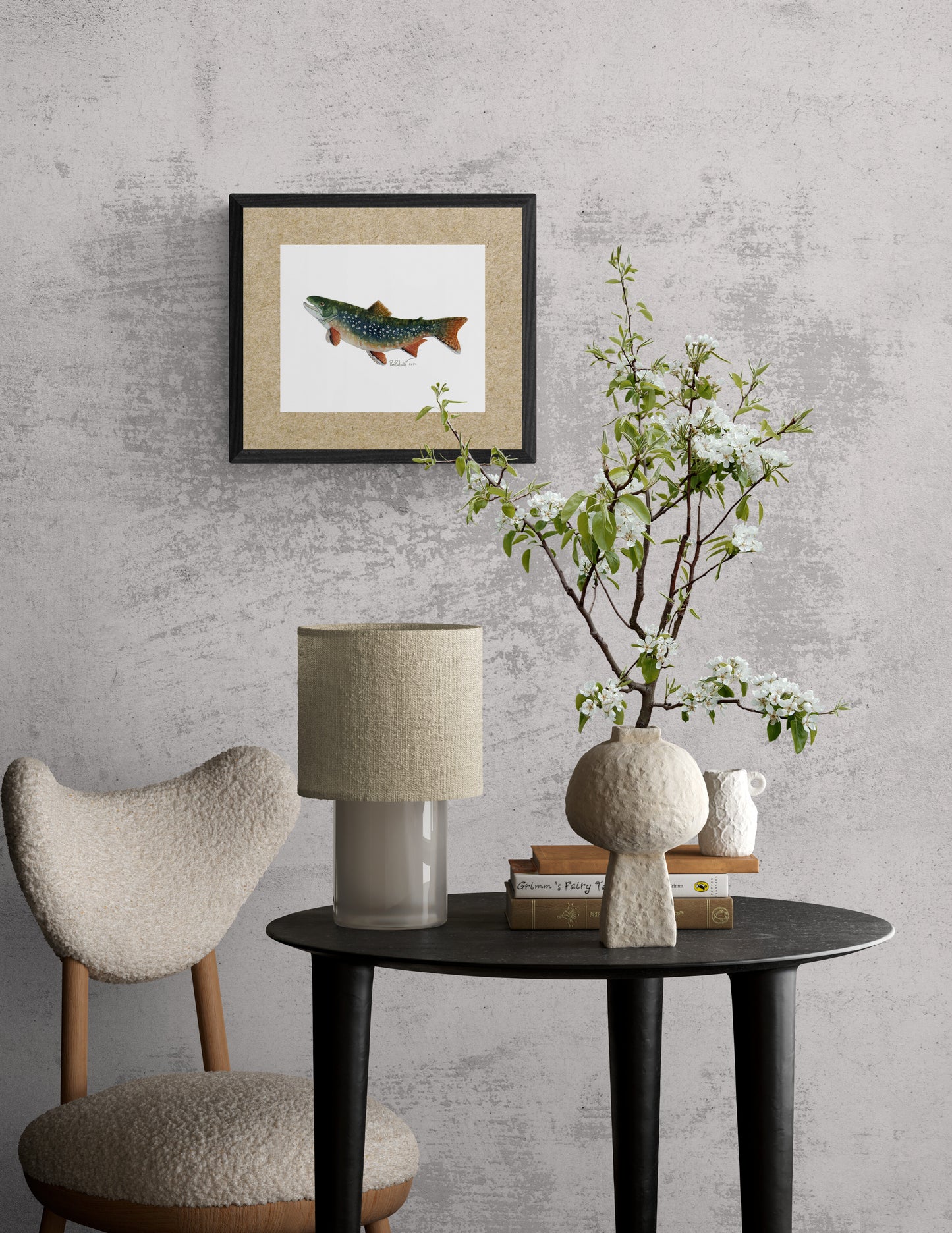 Classic Matte Paper Poster Brook Trout Watercolour - Original Watercolour Art by Canadian Artist Pamela Paulenko, painting Ontario wildlife