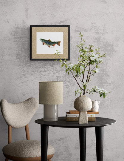 Classic Matte Paper Poster Brook Trout Watercolour - Original Watercolour Art by Canadian Artist Pamela Paulenko, painting Ontario wildlife